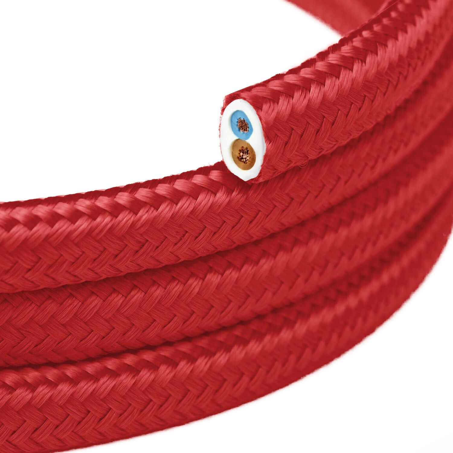 Red fire fabric covered cable for lighting